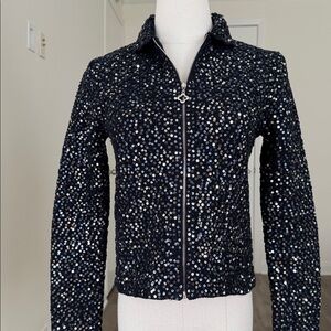 Pink Tartan sequin knit jacket